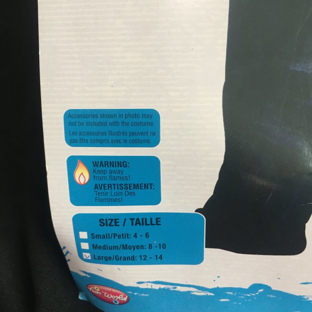 Black Ninja Boys Child Kid Halloween Costume Size 12 to 14 Fun World New - Picture 8 of 12